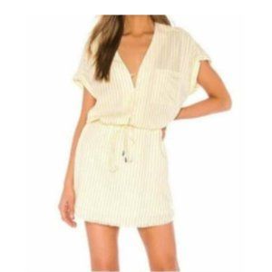 PAIGE Women’s Haidee Dress, size Medium, yellow and white striped